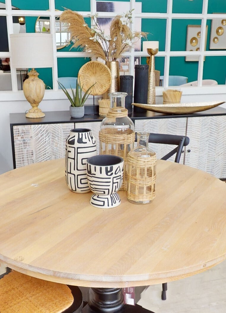 Kuta Natural Cane and Glass Small Vase