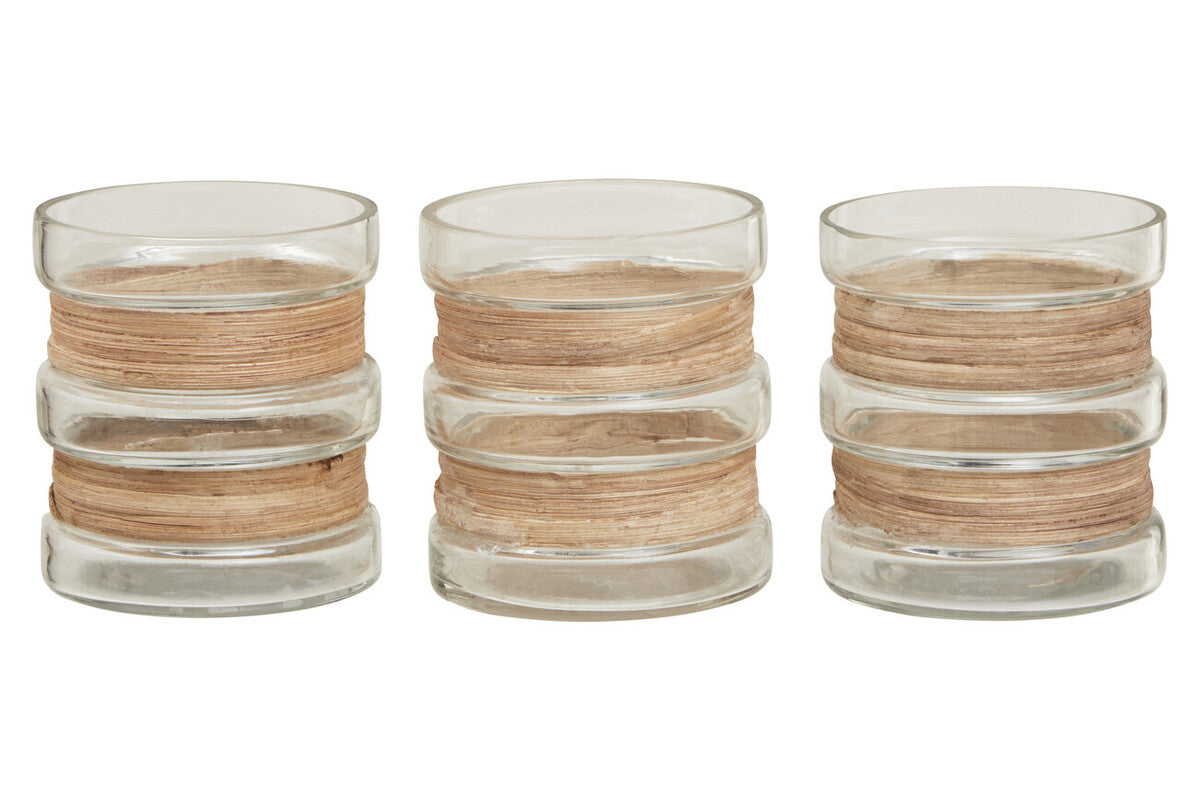 Kuta Set Of 3 Natural Tealight Holders