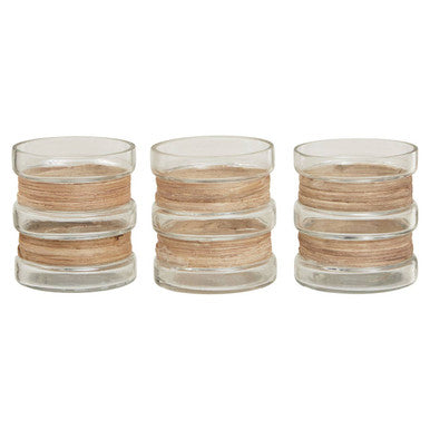 Kuta Set Of 3 Natural Tealight Holders