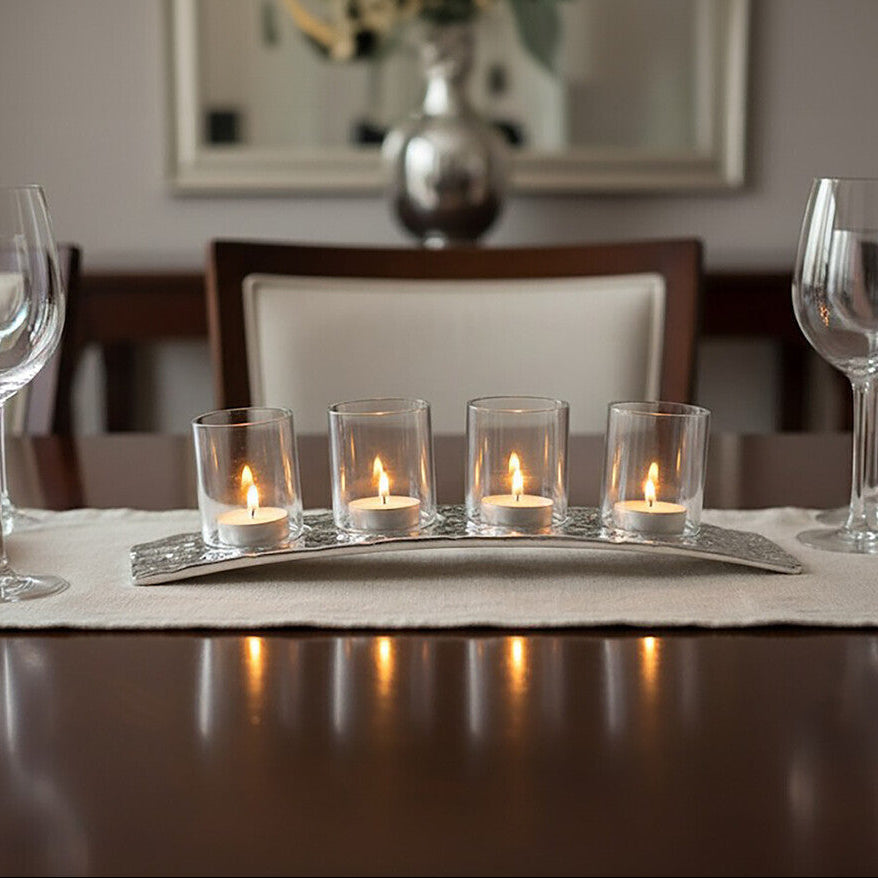 Akola Curved 4 Tealight Holder in Silver - Image 2