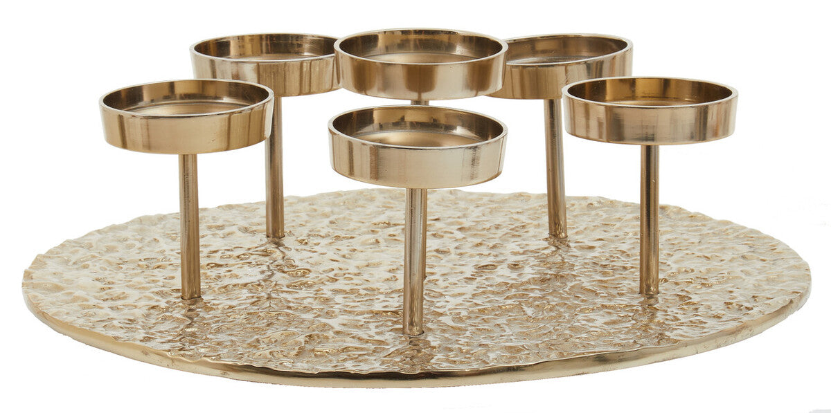 Akola Gold Round Six Pillar Candle Holder