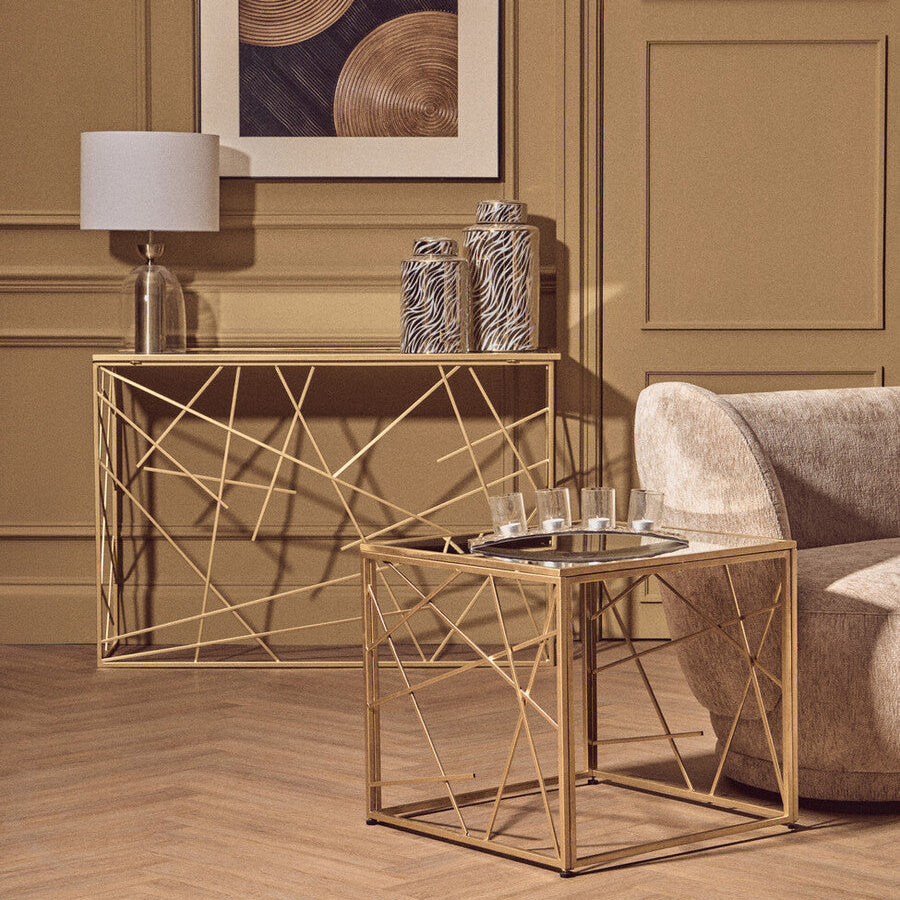 Akola Antique Gold and Glass Tealight Holder - Image 2