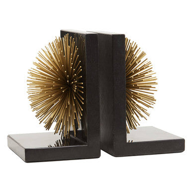 Mirano Set Of Two Gold Finish Starburst Bookends