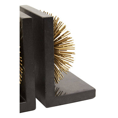 Mirano Set Of Two Gold Finish Starburst Bookends