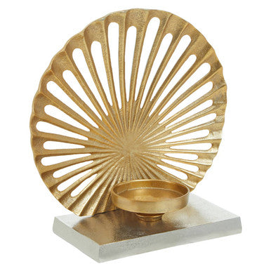 Dion Large Two Toned Silver and Gold Finish Candle Holder - Image 3