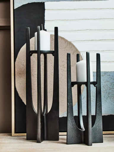 Dante Small Grey Finish Candle Holder