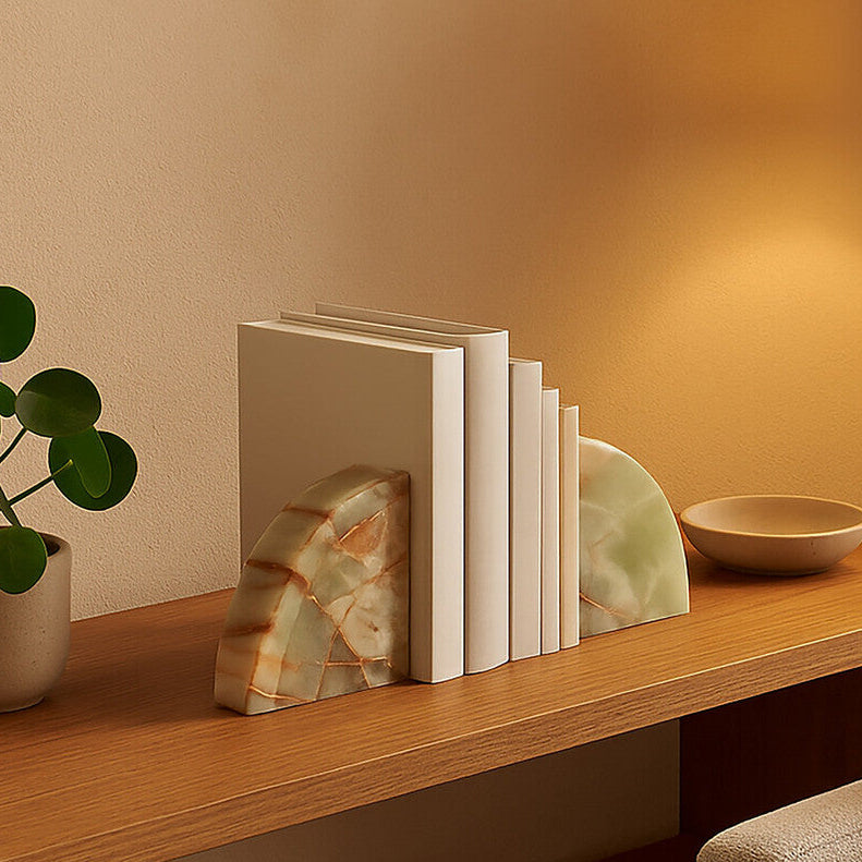 Wooden shelf with decorative items in a cozy living room setting