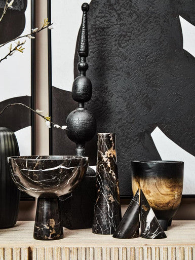 Salmo Black Marble Tapered Vase