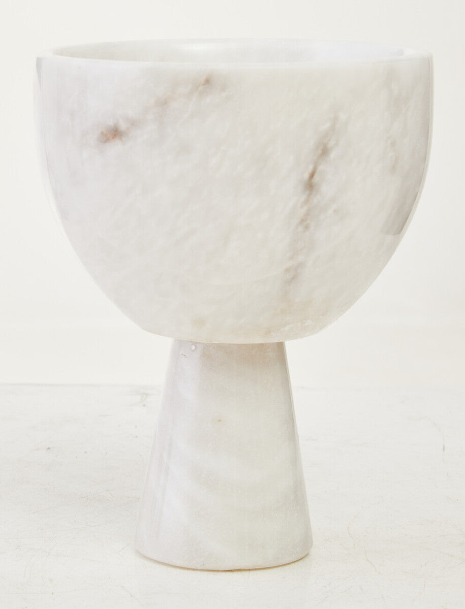 Salmo Small White Marble Pedestal Bowl