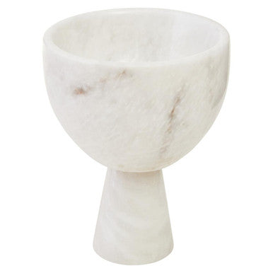 Salmo Small White Marble Pedestal Bowl
