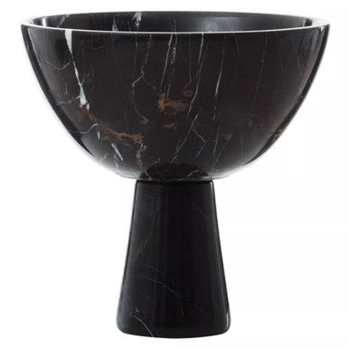 Salmo Large Black Marble Pedestal Bowl