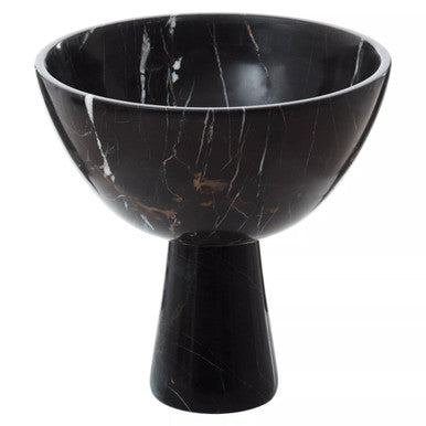 Salmo Large Black Marble Pedestal Bowl