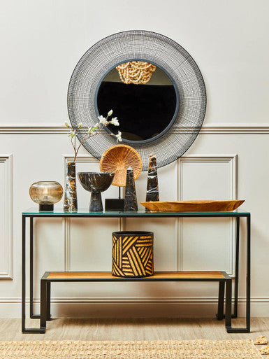 Salmo Large Black Marble Pedestal Bowl