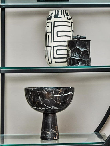 Salmo Large Black Marble Pedestal Bowl