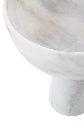 Salmo Large White Marble Pedestal Bowl