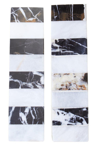 Soma Set of Two Black And White Striped Marble Bookends