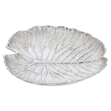 Salma Large Silver Finish Lotus Leaf Plate.