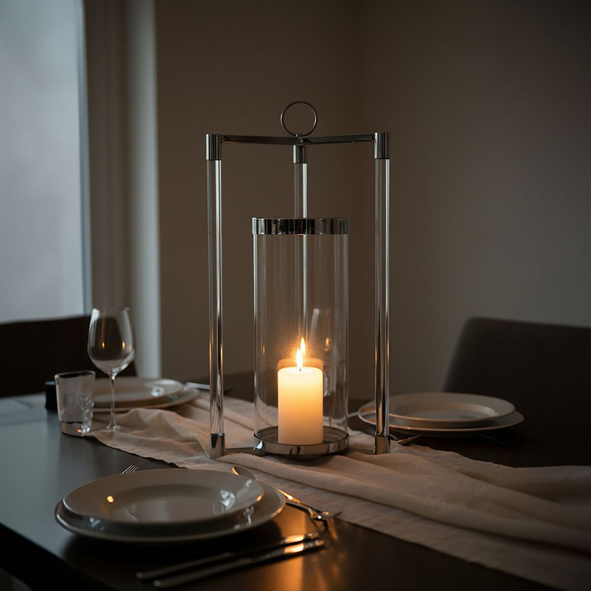 Franklin Large Silver Finish Lantern - Image 2