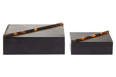 Roma Set Of Two Tortoise Shell Trinket Boxes