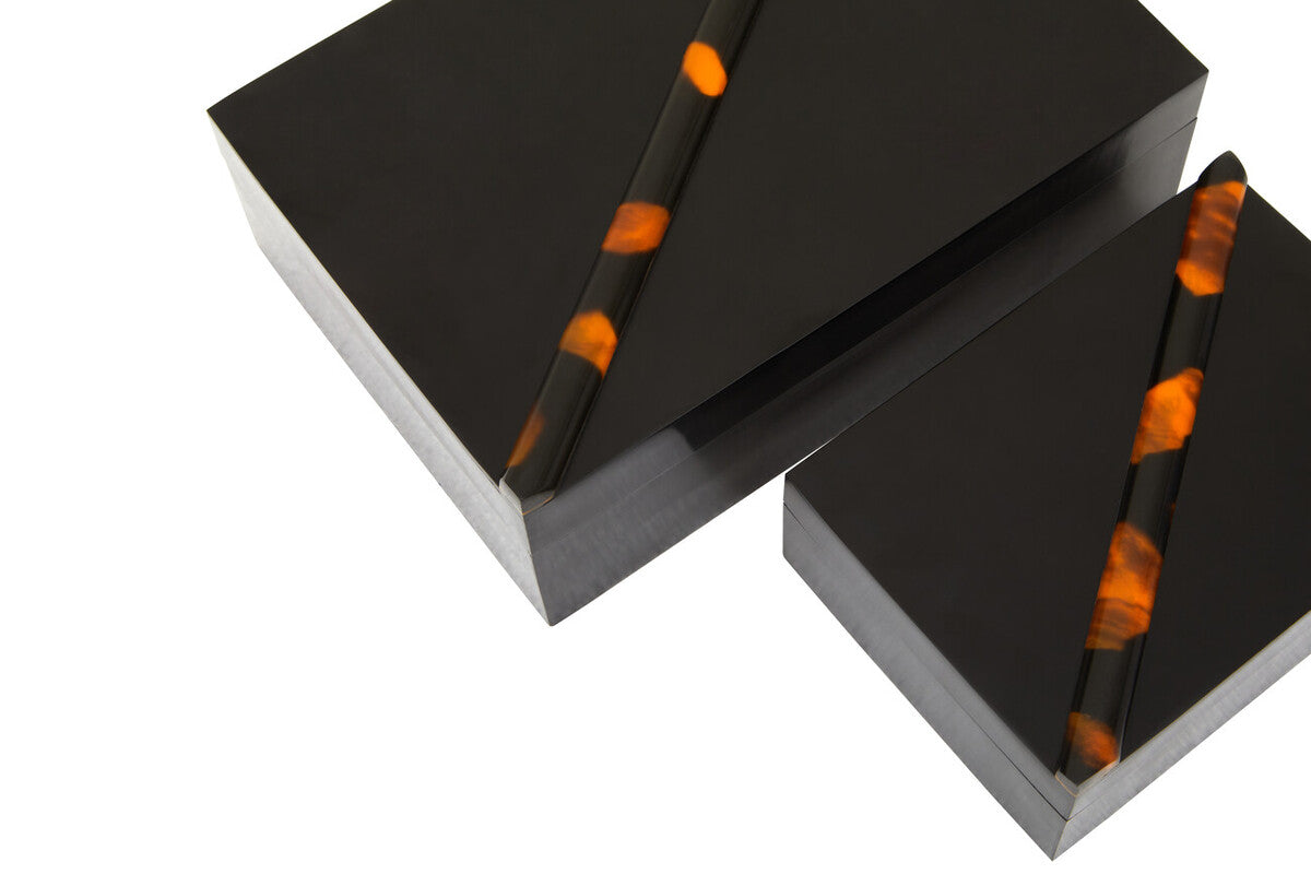 Roma Set Of Two Tortoise Shell Trinket Boxes