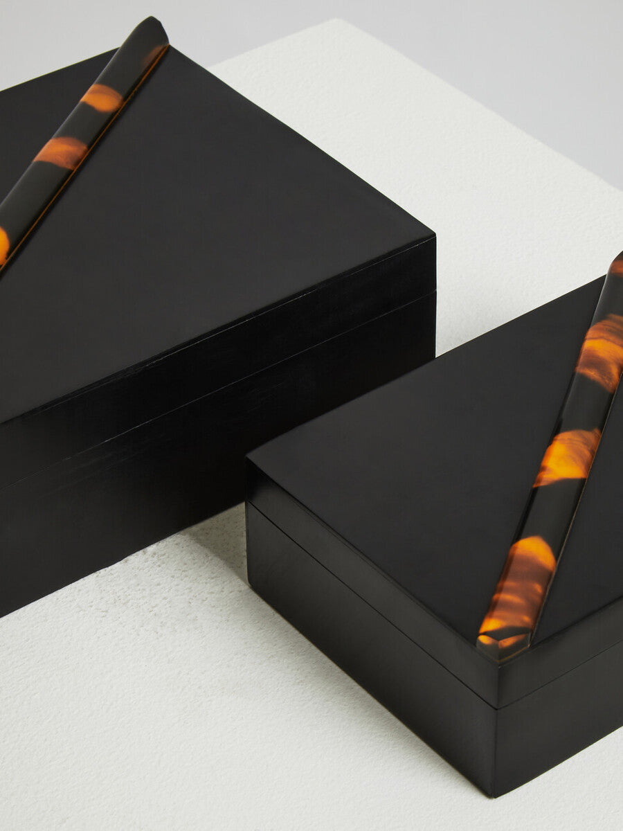 Roma Set Of Two Tortoise Shell Trinket Boxes