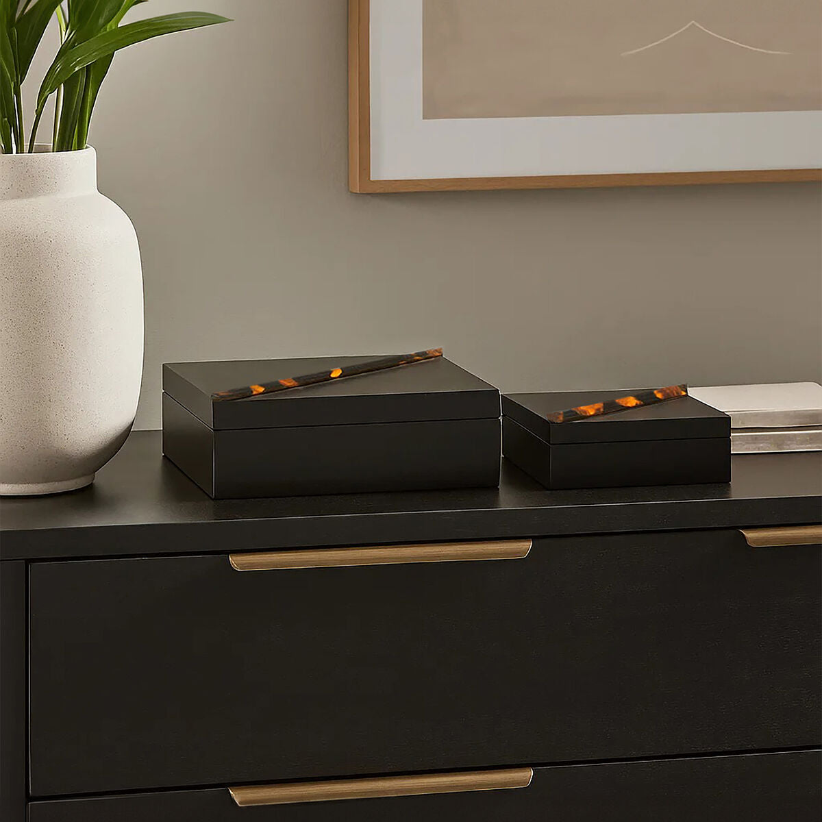 Roma Set Of Two Tortoise Shell Trinket Boxes