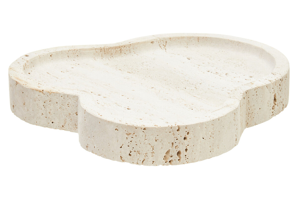 Decorative stone tray with a cloud shape on a white background