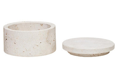 Tibor Travertine Round Trinket Box
