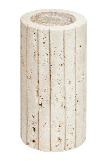 Hexagonal stone candle holder on a white background