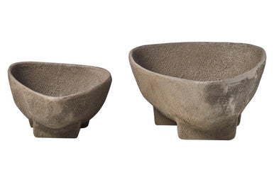 Deriva Set Of 2 Textured Grey Bowls