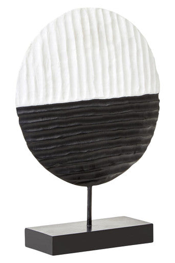 Fidel Black and White Mango Wood Round Sculpture