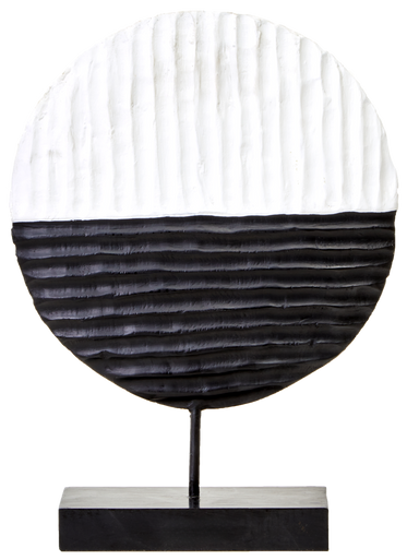 Fidel Black and White Mango Wood Round Sculpture