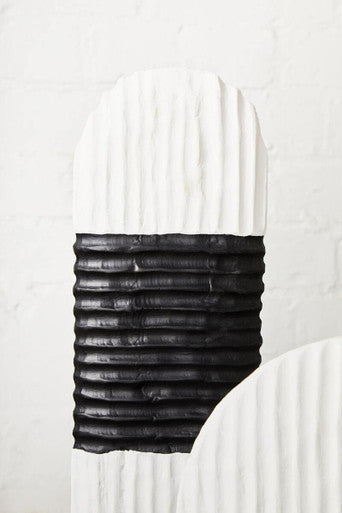 Fidel Black and White Mango Wood Round Sculpture