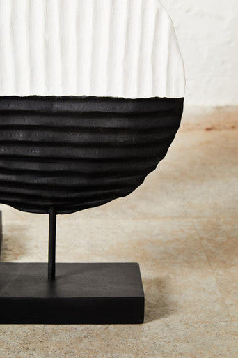 Fidel Black and White Mango Wood Round Sculpture