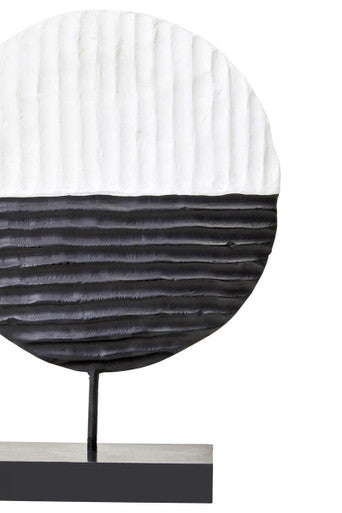 Fidel Black and White Mango Wood Round Sculpture