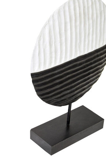 Fidel Black and White Mango Wood Round Sculpture