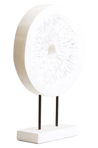 Fidel Small Distressed White Mango Wood Sculpture