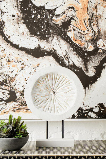 Fidel Small Distressed White Mango Wood Sculpture