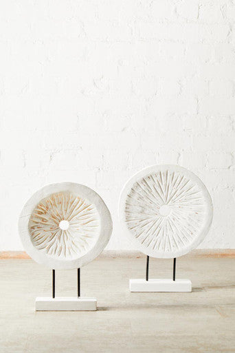 Fidel Small Distressed White Mango Wood Sculpture