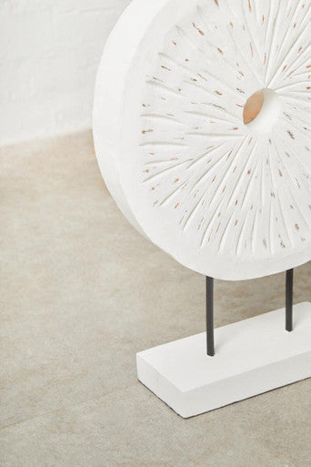 Fidel Small Distressed White Mango Wood Sculpture