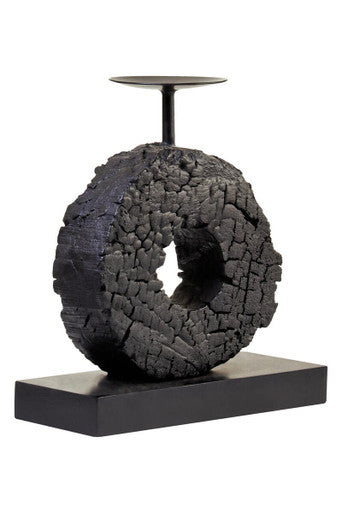 Fidel Small Charred Black Mango Wood Log Candle Holder - Image 7