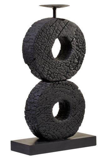 Fidel Large Charred Black Mango Wood Log Candle Holder - Image 4