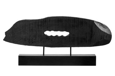 Fidel Rustic Black Horizontal Mango Wood Slice Sculpture