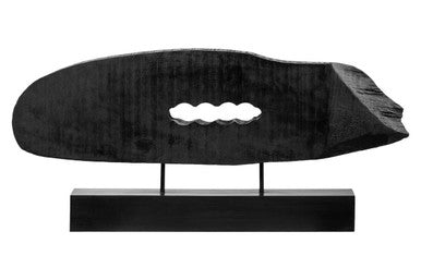 Fidel Rustic Black Horizontal Mango Wood Slice Sculpture