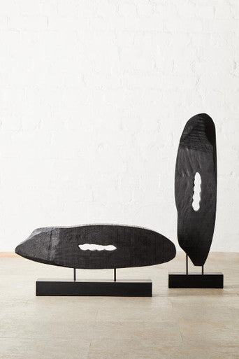 Fidel Rustic Black Horizontal Mango Wood Slice Sculpture