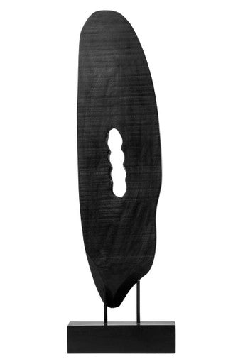 Fidel Rustic Black Vertical Mango Wood Slice Sculpture
