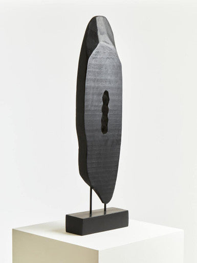 Fidel Rustic Black Vertical Mango Wood Slice Sculpture