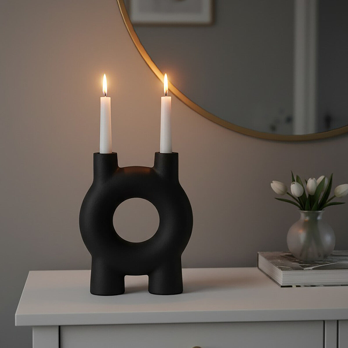 Hapax Small Black Candle Holder - Image 2
