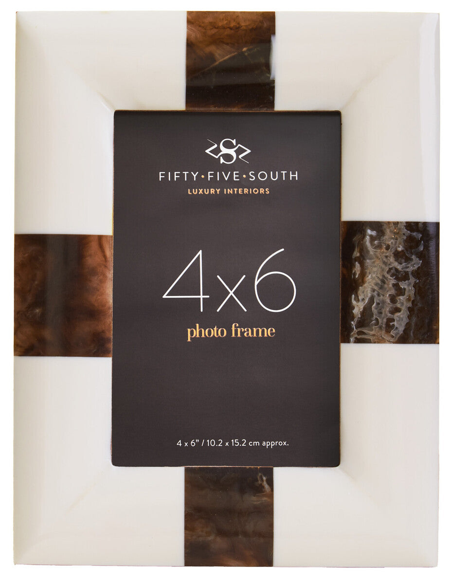 Decio 4In X 6In Cream And Brown Finish Photo Frame