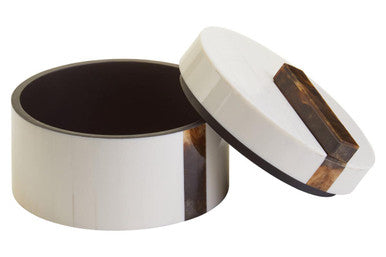 Decio Cream And Brown Small Round Box